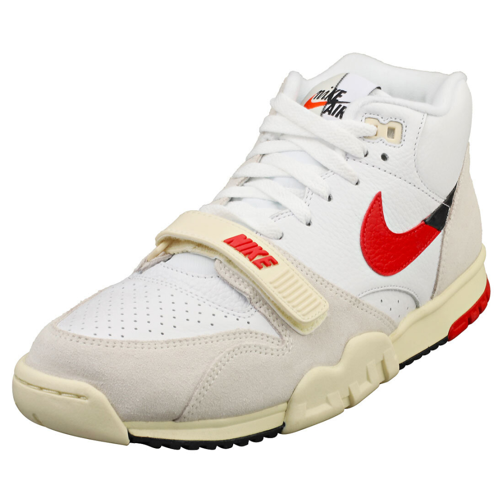 (10.5) Nike Air Trainer 1 Mens Fashion Trainers in White Red