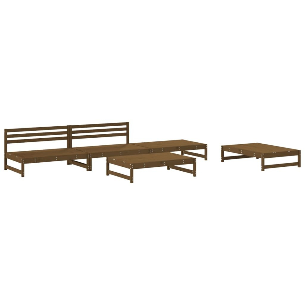 (honey brown) vidaXL Garden Lounge Set Outdoor Modular Sofa Set 5 Piece Solid Wood Pine