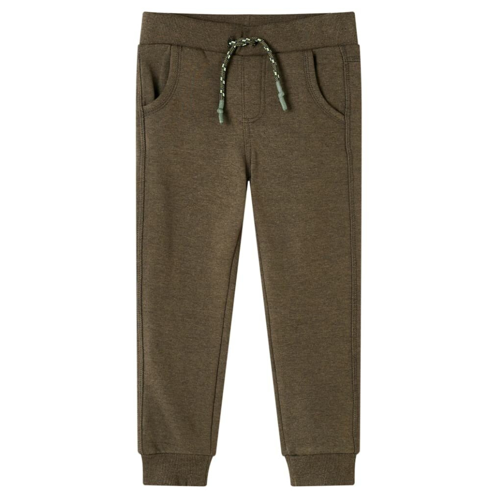 (140) Kids' Sweatpants Children's Trousers Sports Tracksuit Jogger Khaki Melange