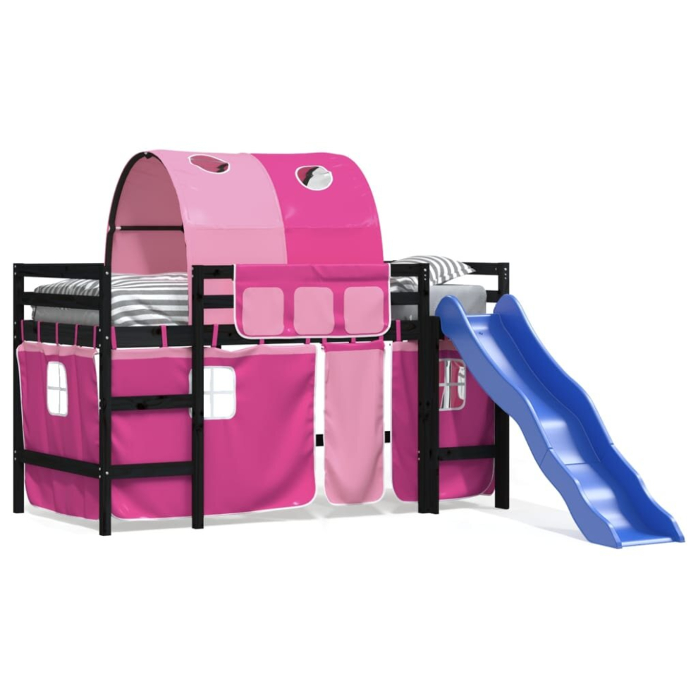 (black and pink, 80 x 200 cm) vidaXL Kids' Loft Bed with Tunnel Bed Frame Bedstead Bunk Bed Solid Wood Pine