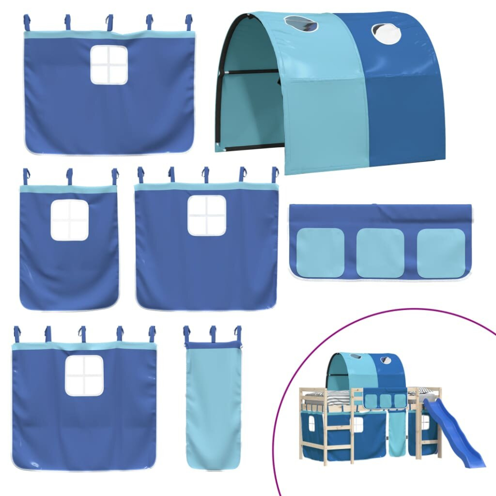 Vidaxl (Blue) Curtains For Loft Bed With Tunnel Blackout Privacy Bed Tent Polyester Blue