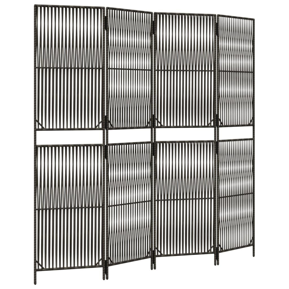 vidaXL Room Divider 4 Panels Privacy Screen Balcony Screen Grey Poly Rattan