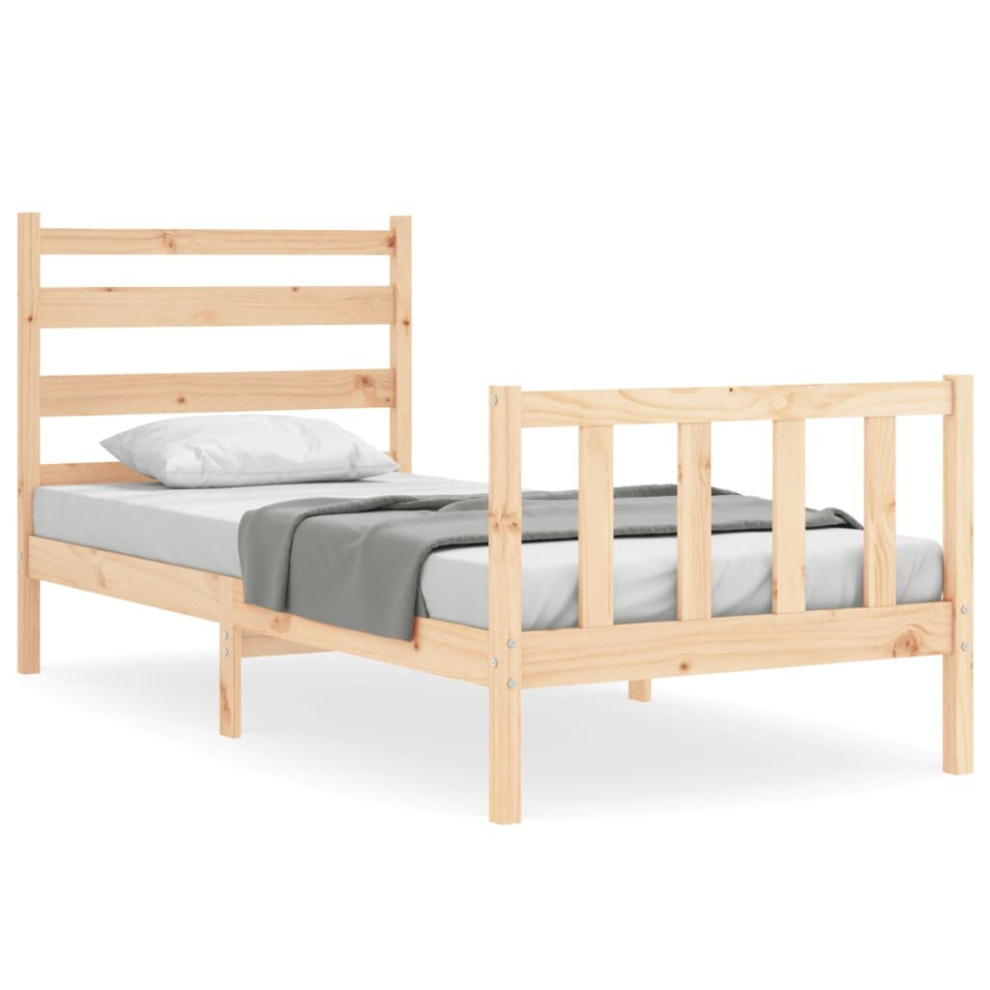 (100 x 200 cm) vidaXL Bed Frame Bed Base Wooden Platform Bed with Headboard Double Solid Wood