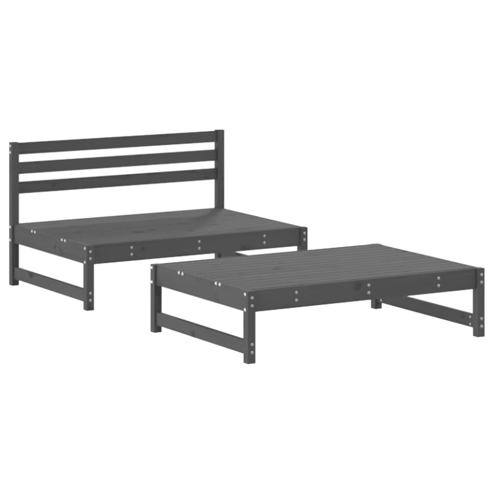 (grey pine) vidaXL Garden Lounge Set Wooden Bench Outdoor Bench 2 Piece Solid Wood Pine