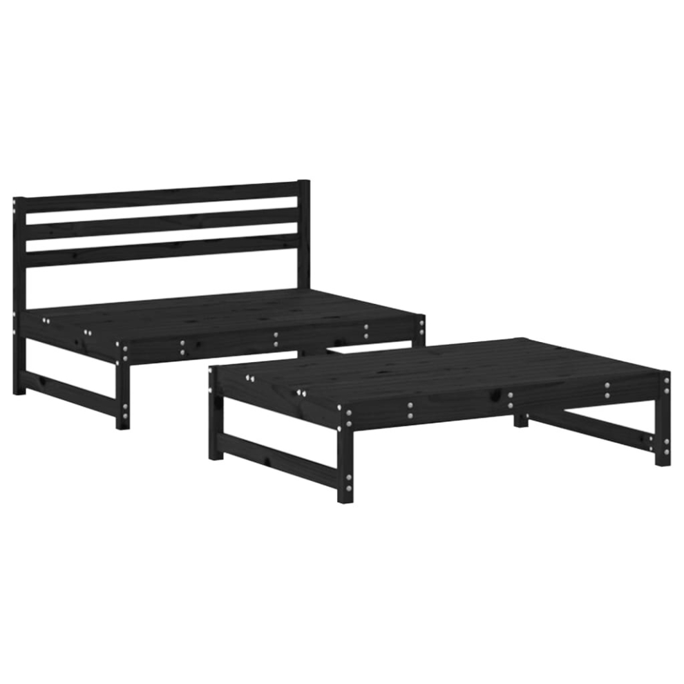 (black pine) vidaXL Garden Lounge Set Wooden Bench Outdoor Bench 2 Piece Solid Wood Pine