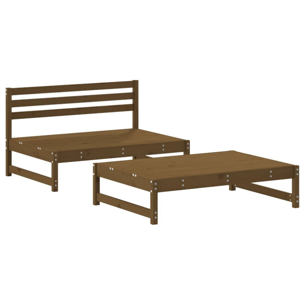 (honey brown pine) vidaXL Garden Lounge Set Wooden Bench Outdoor Bench 2 Piece Solid Wood Pine