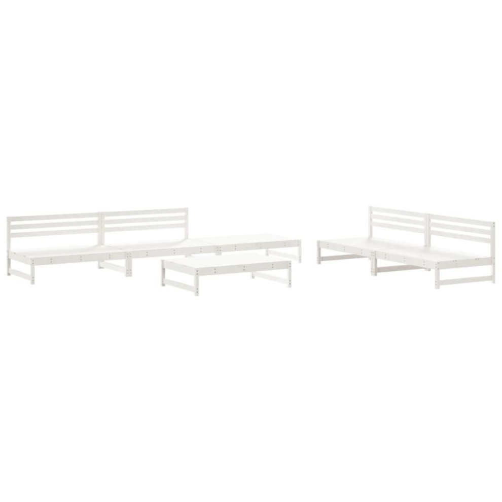 (white) vidaXL Garden Lounge Set Outdoor Modular Sofa Set 6 Piece Solid Wood Pine