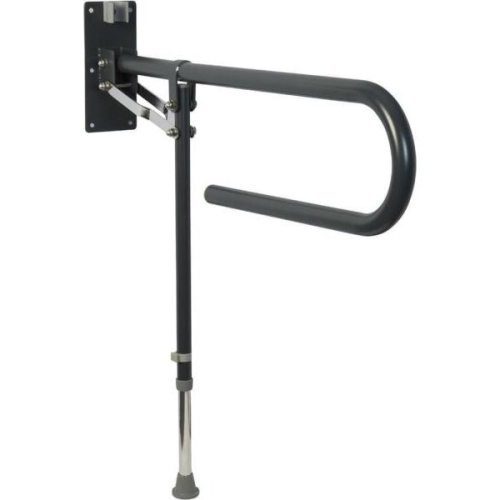 Croydex Croydex Foldaway Drop Down Grab Rail with Leg Wall Mount Mobility Aid Steel Grey