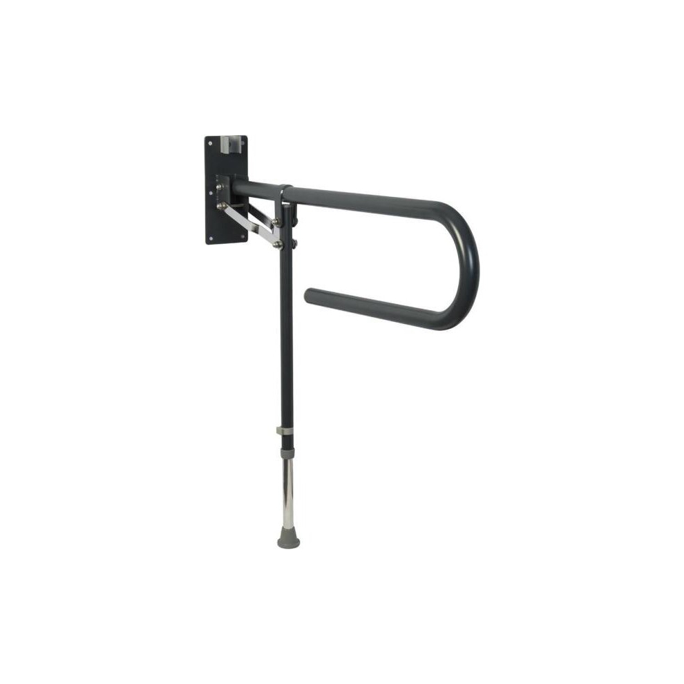 Croydex Foldaway Drop Down Grab Rail with Leg Wall Mount Mobility Aid Steel Grey