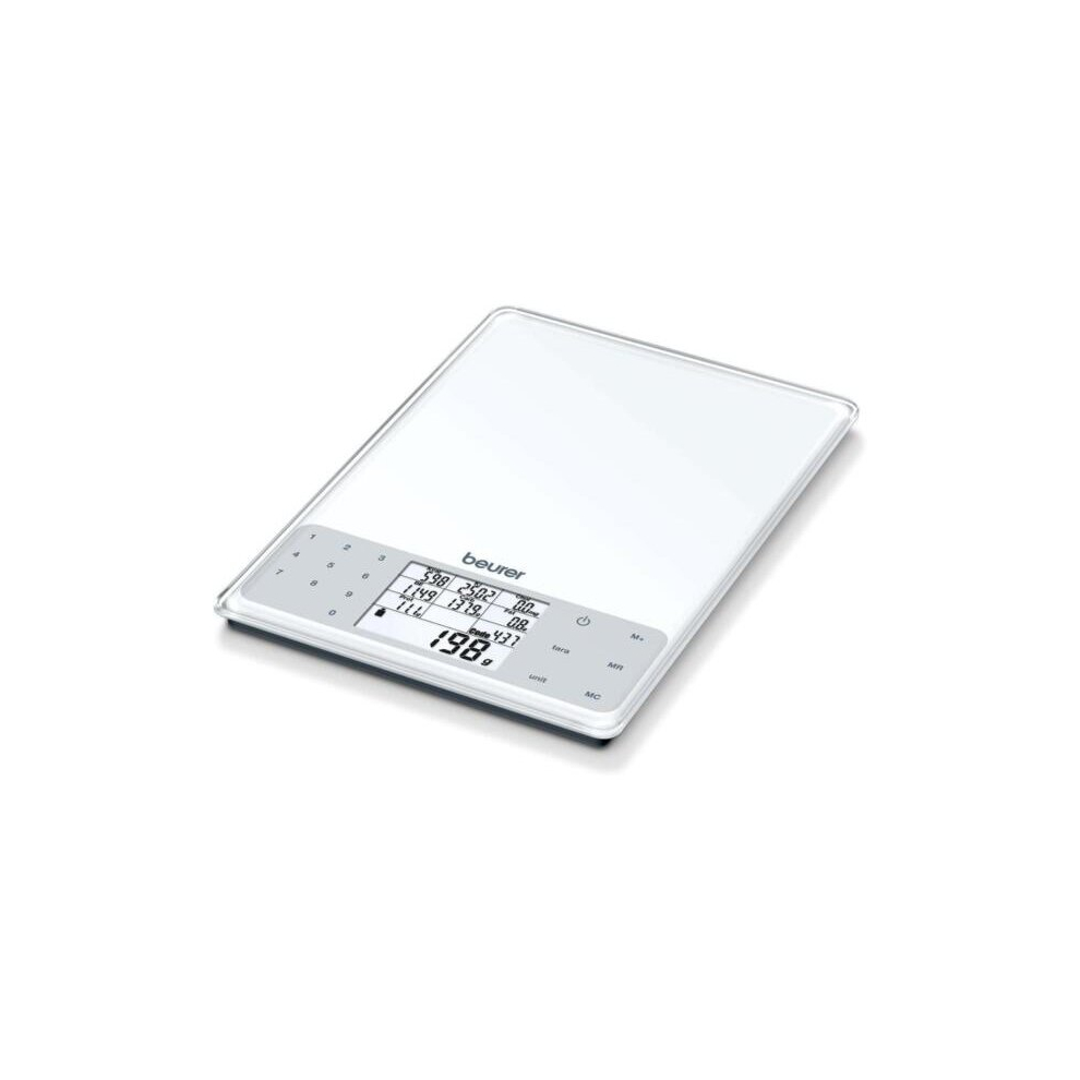 Beurer DS61 Nutritional Analysis Digital Scale 950 Saved Foods up to 5kg White