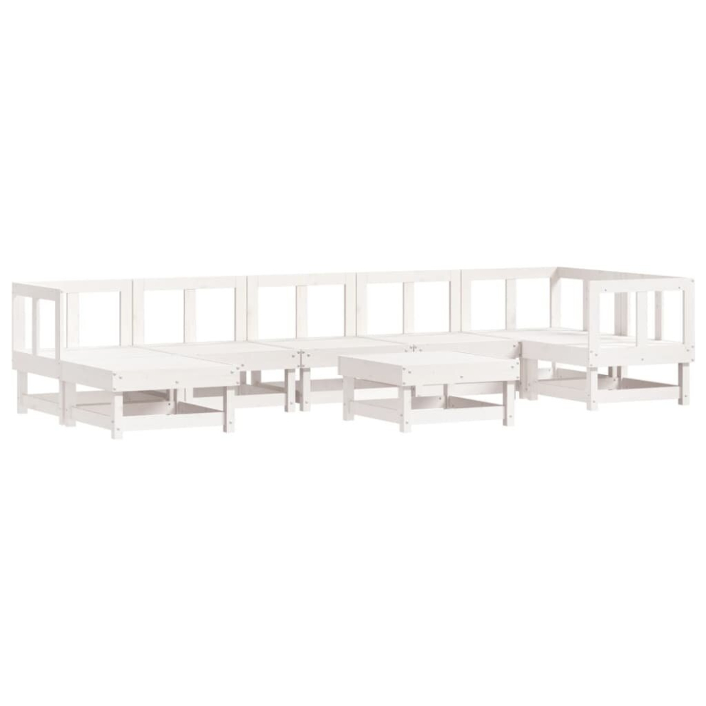 (white pine) vidaXL Garden Lounge Set Outdoor Modular Sofa Set 8 Piece Solid Wood Pine