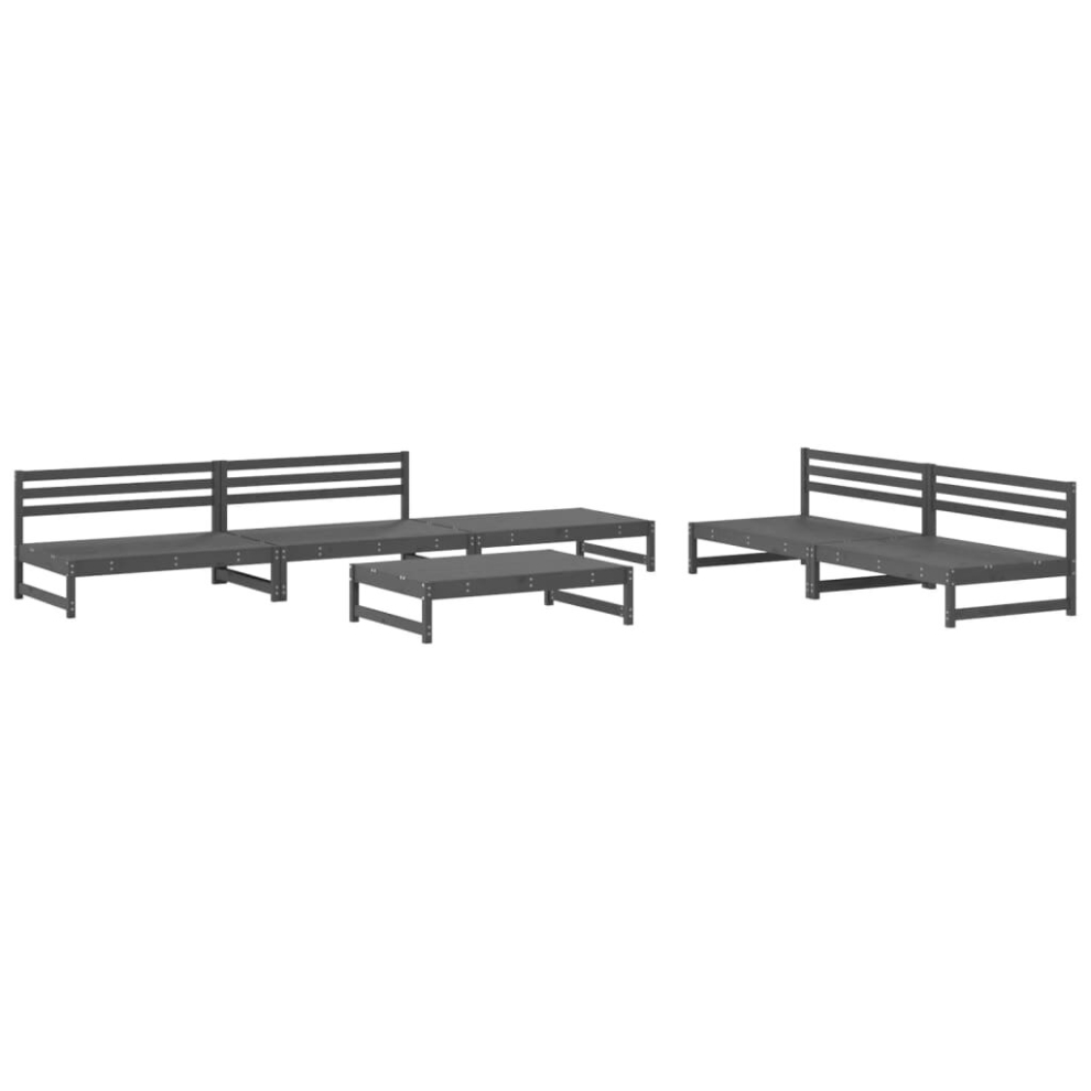 (grey) vidaXL Garden Lounge Set Outdoor Modular Sofa Set 6 Piece Solid Wood Pine