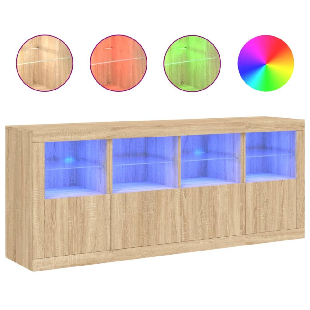 (sonoma oak) vidaXL Sideboard with LED Lights Home Cupboard Side Cabinet Storage Highboard