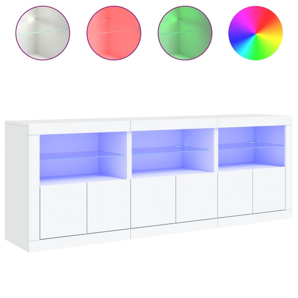 Vidaxl (White) Sideboard With Led Lights Cupboard Highboard Storage Cabinet Black