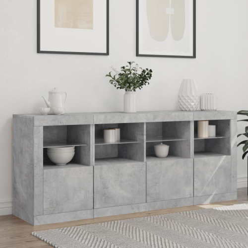 VidaXL (concrete grey) vidaXL Sideboard with LED Lights Home Cupboard Side Cabinet Storage Highboard 2