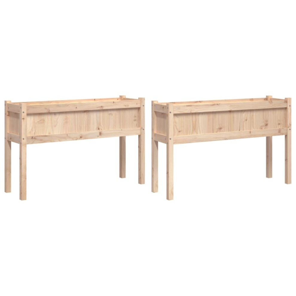 Vidaxl (Natural Pine, 2 Pcs) Garden Planters With Legs Patio Flower Pot Plant Pot Solid Wood Pine