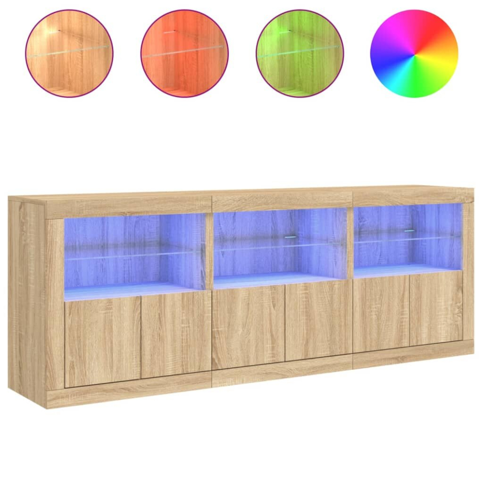 Vidaxl (Sonoma Oak) Sideboard With Led Lights Cupboard Highboard Storage Cabinet Black