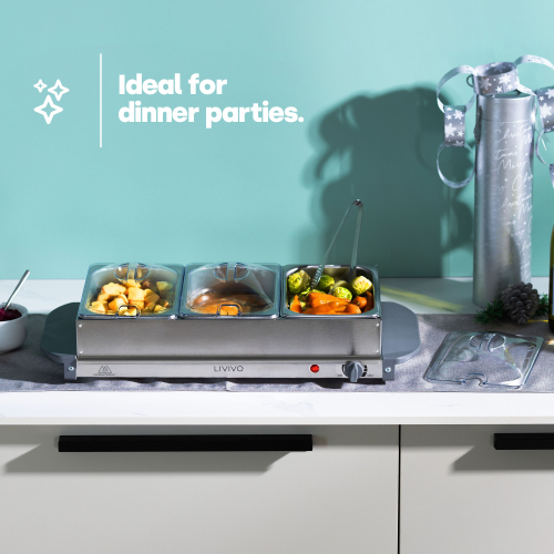 LIVIVO LIVIVO Buffet Server Food Warmer with Lids, 200W 1
