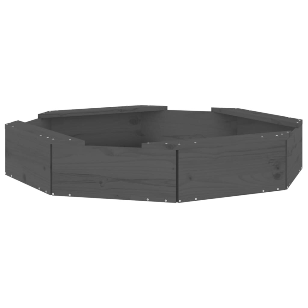 Vidaxl (Grey Pine, 111 X 111 X 20 Cm) Sandbox With Seats Kids Toy Outdoor Sandpit Octagon Solid Wood Pine