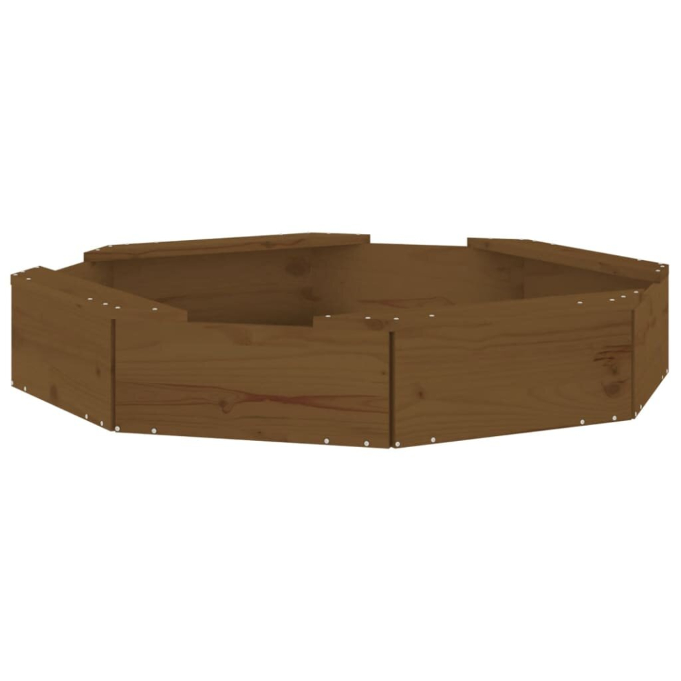 Vidaxl (Honey Brown Pine, 111 X 111 X 20 Cm) Sandbox With Seats Kids Toy Outdoor Sandpit Octagon Solid Wood Pine