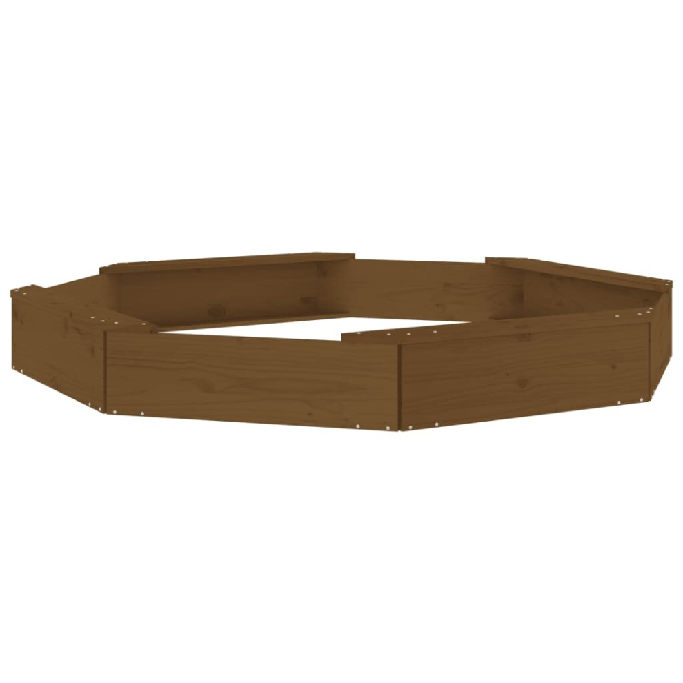 Vidaxl (Honey Brown Pine, 159.5 X 159.5 X 20 Cm) Sandbox With Seats Kids Toy Outdoor Sandpit Octagon Solid Wood Pine