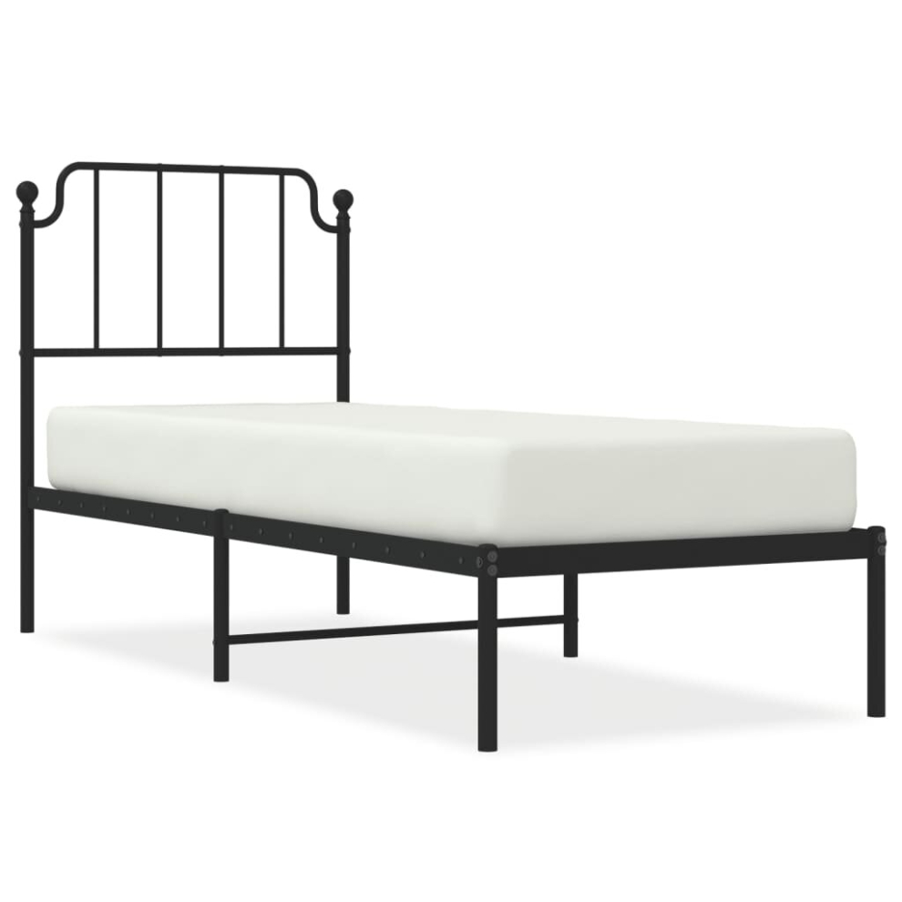 (black, 80 x 200 cm/with headboard) vidaXL Metal Bed Frame Home Bedroom Bed Base Mattress Foundation Bedstead