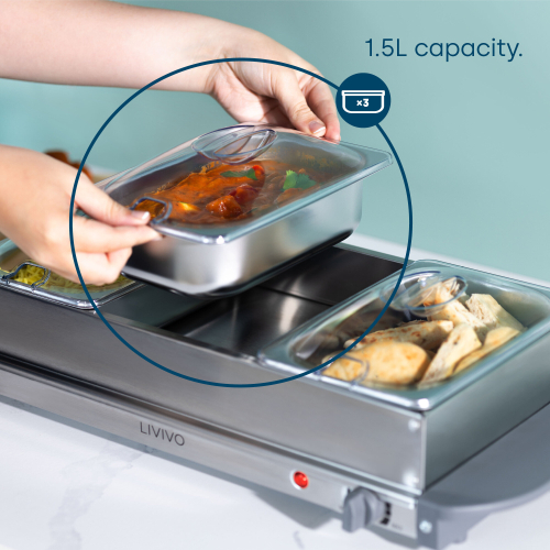 LIVIVO LIVIVO Buffet Server Food Warmer with Lids, 200W 2