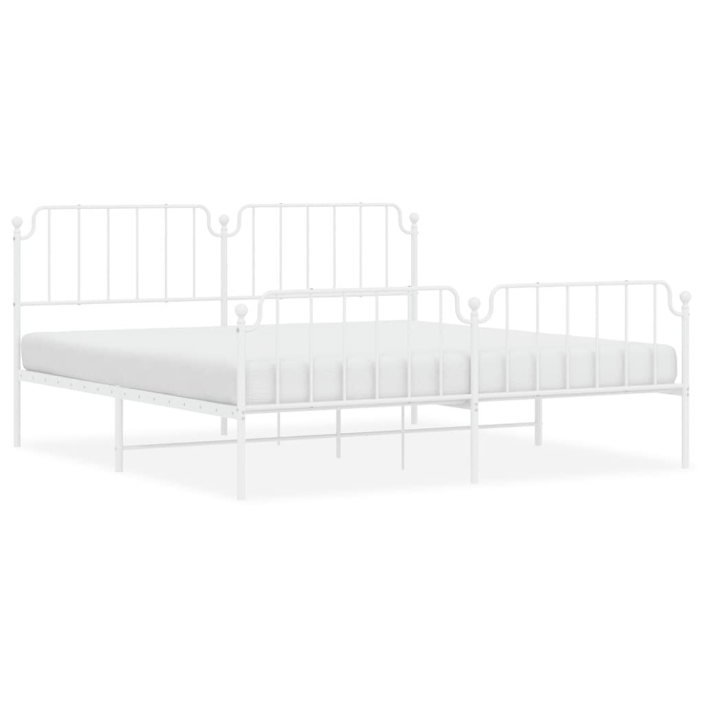 (white, 193 x 203 cm/with headboard & footboard) vidaXL Metal Bed Frame Home Bedroom Bed Base Mattress Foundation Bedstead