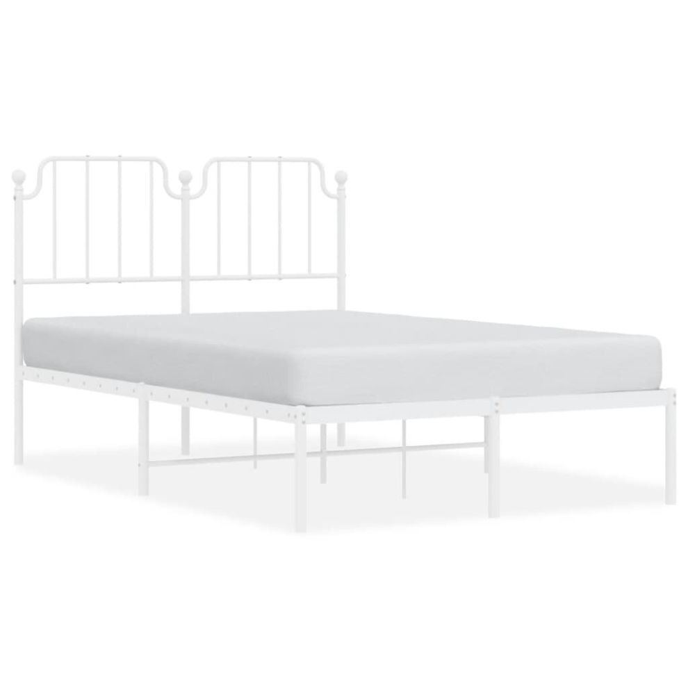 Vidaxl (White, 120 X 200 Cm/With Headboard) Metal Bed Frame Home Bedroom Bed Base Mattress Foundation Bedstead