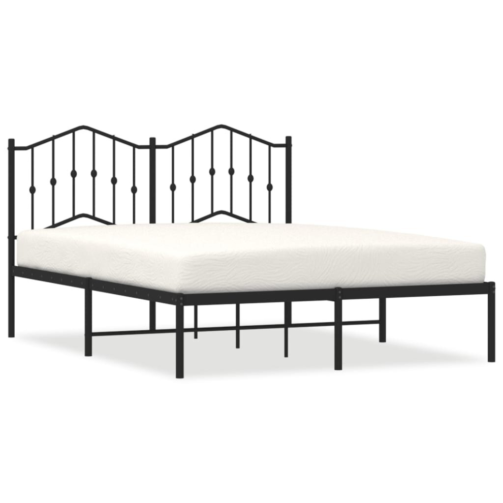 (black, 140 x 200 cm/with headboard) vidaXL Metal Bed Frame Home Bedroom Bed Base Mattress Foundation Bedstead