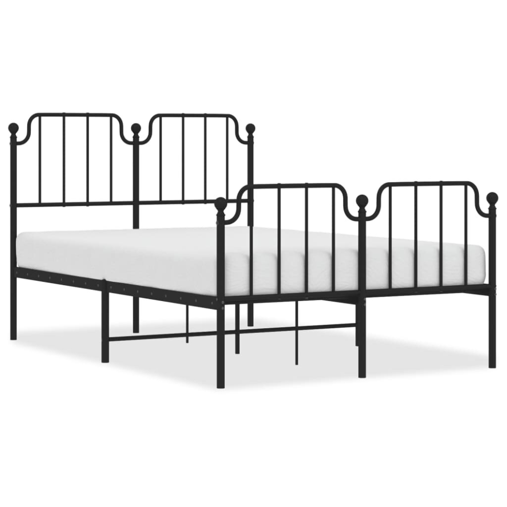 Vidaxl (Black, 120 X 200 Cm/With Headboard & Footboard) Metal Bed Frame Home Bedroom Bed Base Mattress Foundation Bedstead