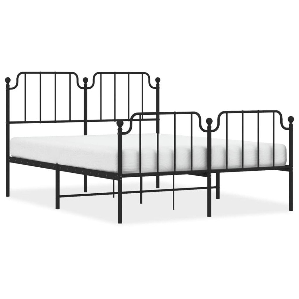 (black, 140 X 190 cm/with Headboard & footboard) vidaXL Metal Bed Frame Home Bedroom Bed Base Mattress Foundation Bedstead