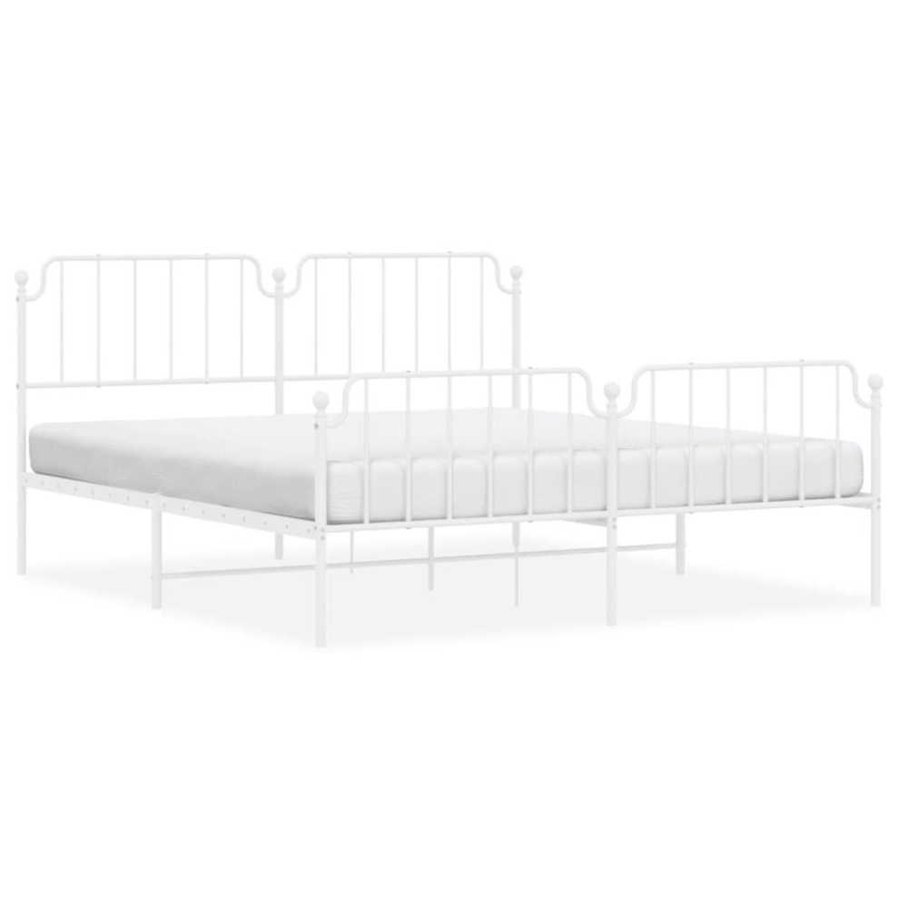 (white, 160 x 200 cm/with headboard & footboard) vidaXL Metal Bed Frame Home Bedroom Bed Base Mattress Foundation Bedstead