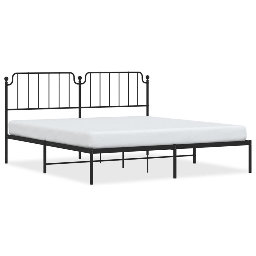 (black, 160 x 200 cm/with headboard) vidaXL Metal Bed Frame Home Bedroom Bed Base Mattress Foundation Bedstead