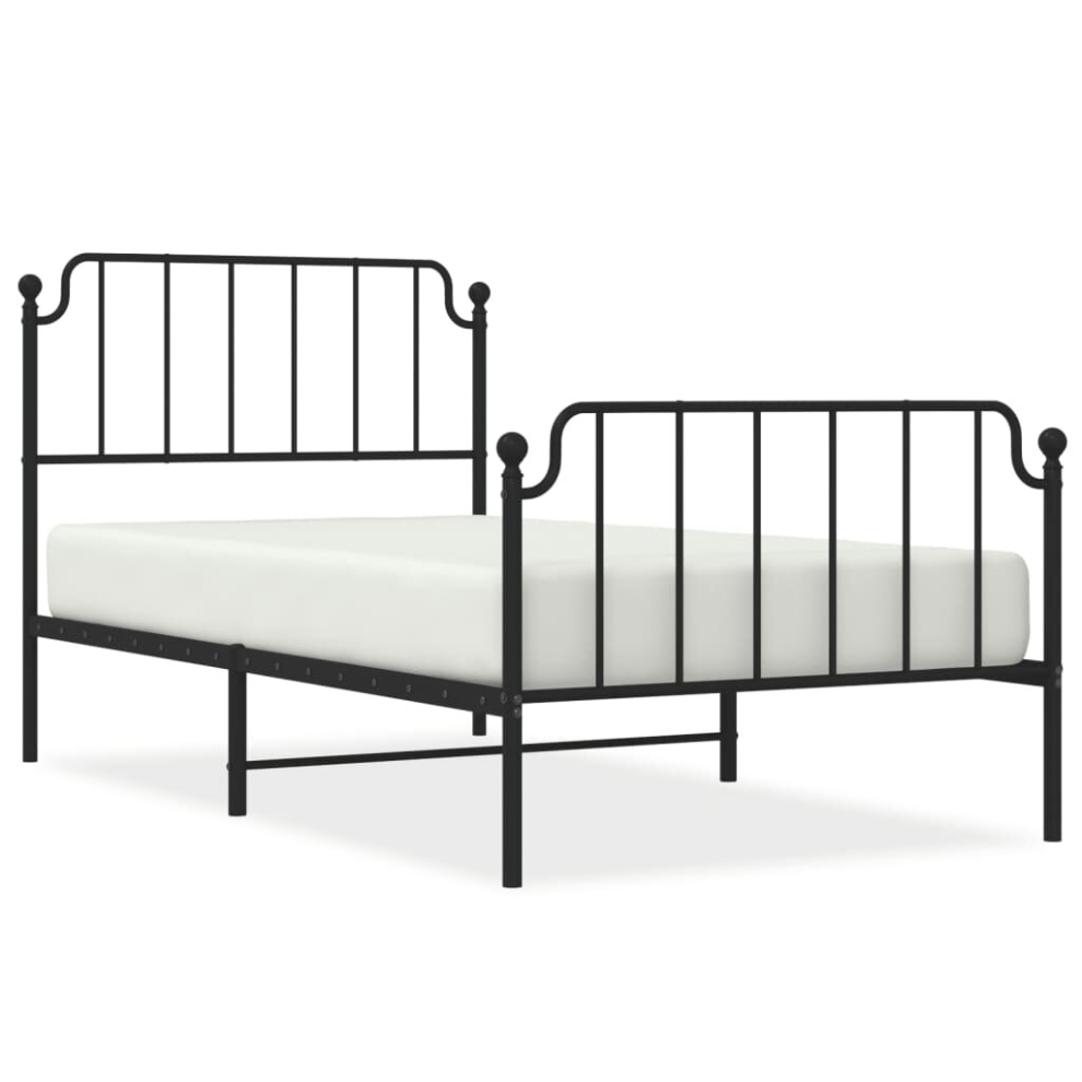 (black, 100 x 190 cm/with headboard & footboard) vidaXL Metal Bed Frame Home Bedroom Bed Base Mattress Foundation Bedstead