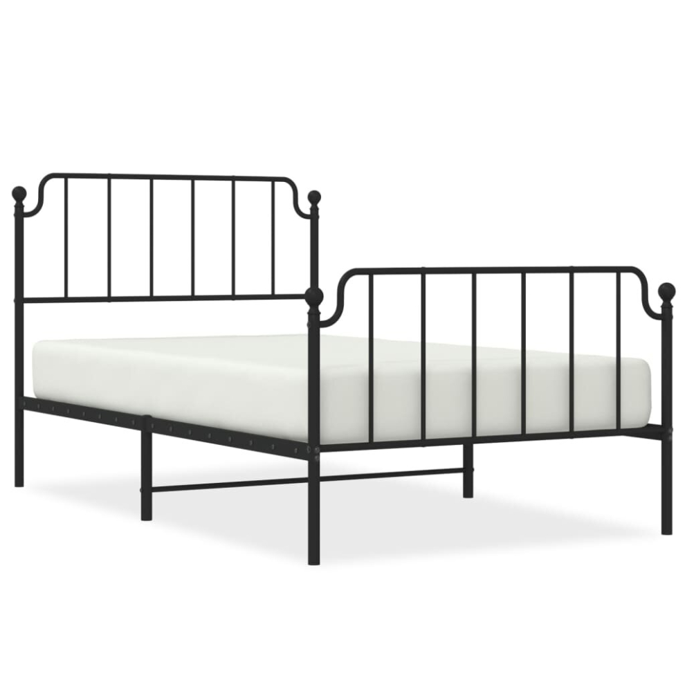 (black, 107 x 203 cm/with headboard & footboard) vidaXL Metal Bed Frame Home Bedroom Bed Base Mattress Foundation Bedstead