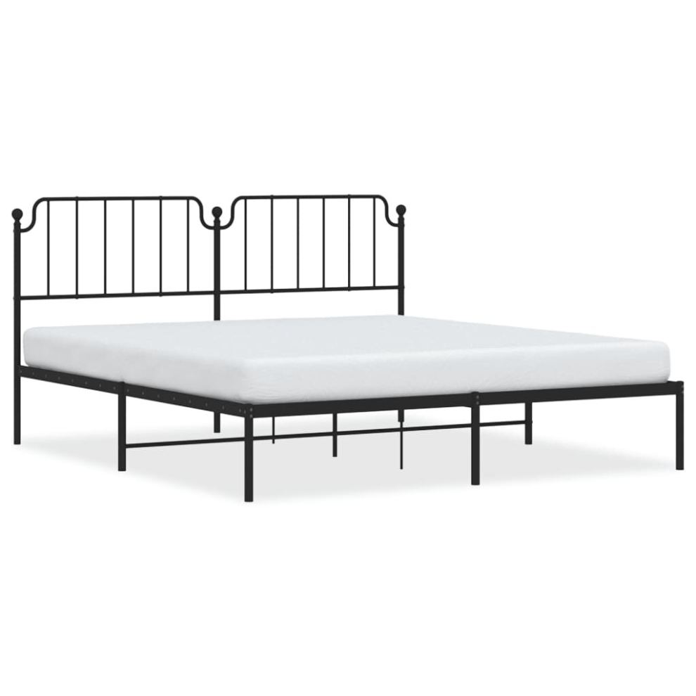 Vidaxl (Black, 183 X 213 Cm/With Headboard) Metal Bed Frame Home Bedroom Bed Base Mattress Foundation Bedstead
