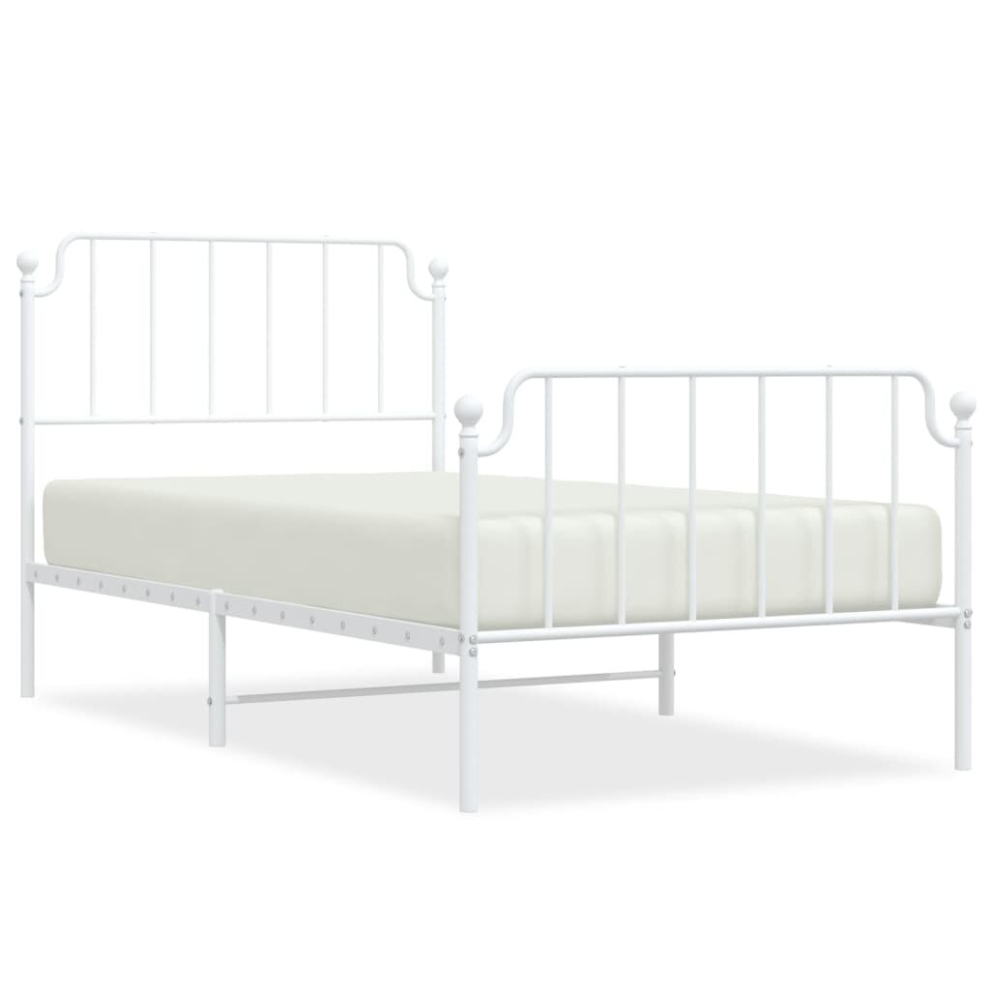 (white, 100 x 190 cm/with headboard & footboard) vidaXL Metal Bed Frame Home Bedroom Bed Base Mattress Foundation Bedstead