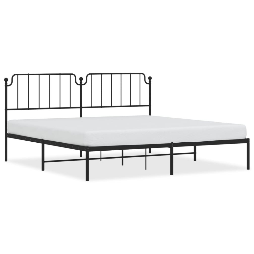 (black, 200 x 200 cm/with headboard) vidaXL Metal Bed Frame Home Bedroom Bed Base Mattress Foundation Bedstead