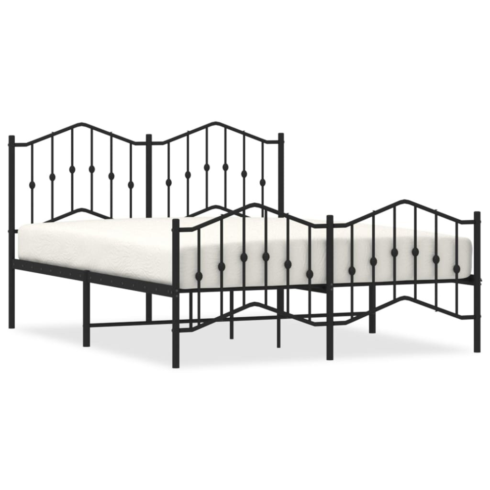 (black, 135 x 190 cm/with headboard & footboard) vidaXL Metal Bed Frame Home Bedroom Bed Base Mattress Foundation Bedstead