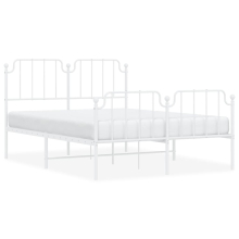 (white, 135 x 190 cm/with headboard & footboard) vidaXL Metal Bed Frame Home Bedroom Bed Base Mattress Foundation Bedstead