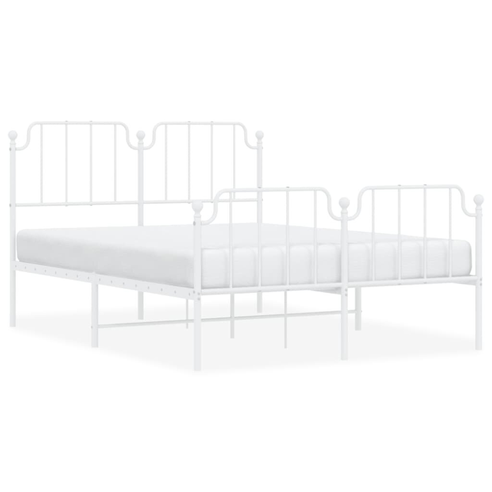 (white, 135 x 190 cm/with headboard & footboard) vidaXL Metal Bed Frame Home Bedroom Bed Base Mattress Foundation Bedstead