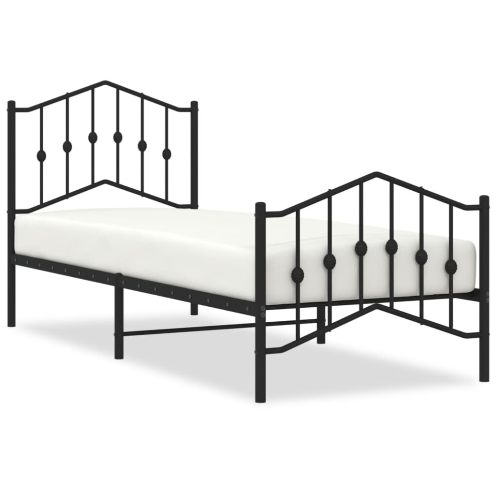 (black, 90 x 200 cm/with headboard & footboard) vidaXL Metal Bed Frame Home Bedroom Bed Base Mattress Foundation Bedstead