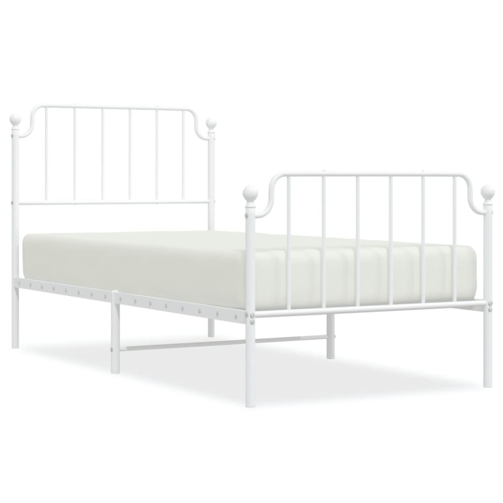 (white, 90 x 200 cm/with headboard & footboard) vidaXL Metal Bed Frame Home Bedroom Bed Base Mattress Foundation Bedstead