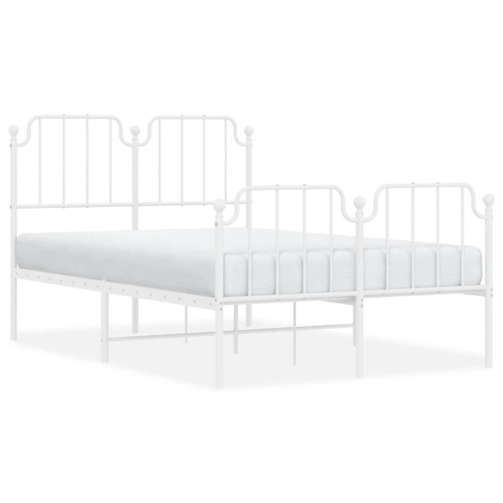 (white, 120 x 190 cm/with headboard & footboard) vidaXL Metal Bed Frame Home Bedroom Bed Base Mattress Foundation Bedstead