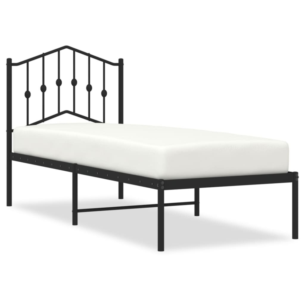 (black, 75 x 190 cm/with headboard) vidaXL Metal Bed Frame Home Bedroom Bed Base Mattress Foundation Bedstead