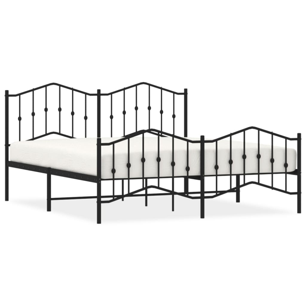 New Vidaxl (, 183 X 213 Cm/With Headboard & Footboard) Metal Bed Frame Home Bedroom Bed Base Mattress Foundation Bedstead Black