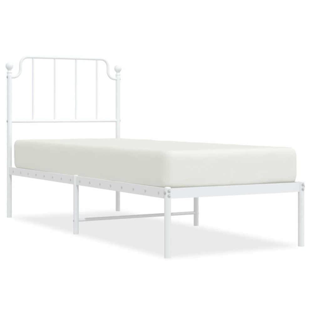 (white, 75 x 190 cm/with headboard) vidaXL Metal Bed Frame Home Bedroom Bed Base Mattress Foundation Bedstead