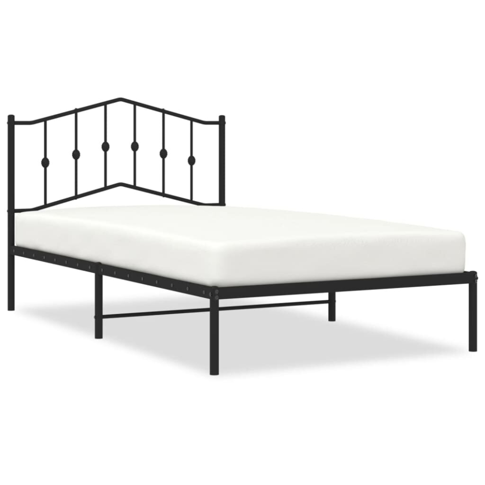 (black, 107 x 203 cm/with headboard) vidaXL Metal Bed Frame Home Bedroom Bed Base Mattress Foundation Bedstead