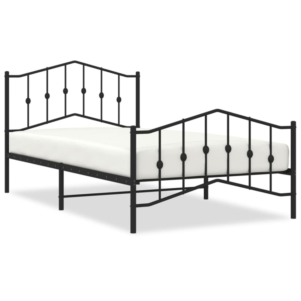 (black, 107 x 203 cm/with headboard & footboard) vidaXL Metal Bed Frame Home Bedroom Bed Base Mattress Foundation Bedstead